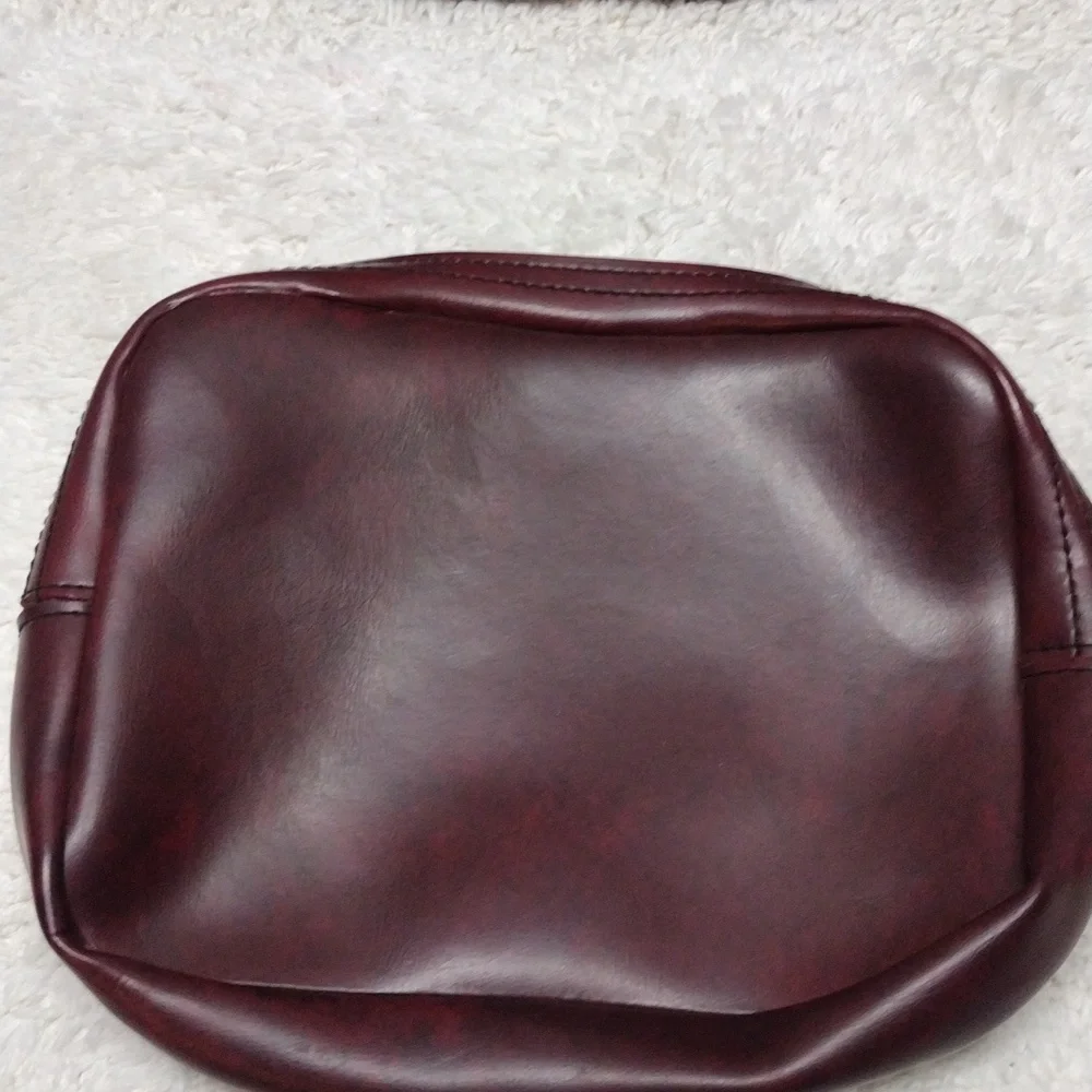 Smal Toiletry Zipper Burgundy and Black Bag Lot of 2 - Picture 4 of 8